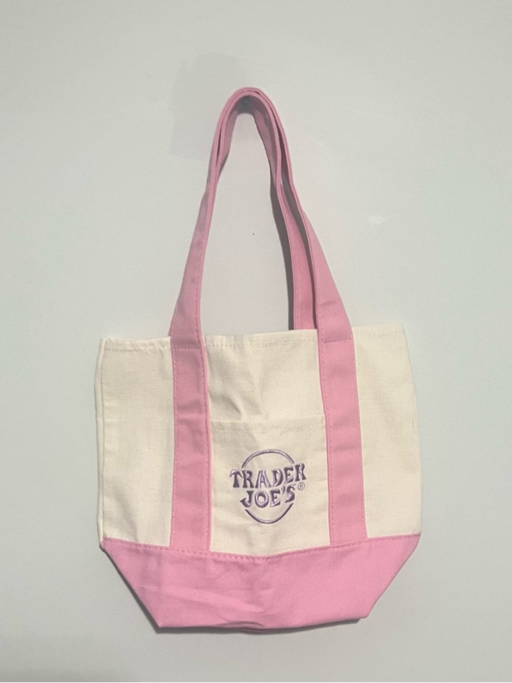New Trader Joe's Pink & Cream Canvas Tote